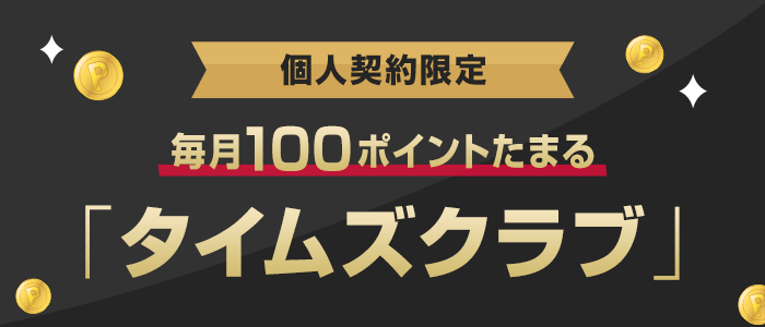 個人契約限定　毎月100ポイントたまる「タイムズクラブ」
